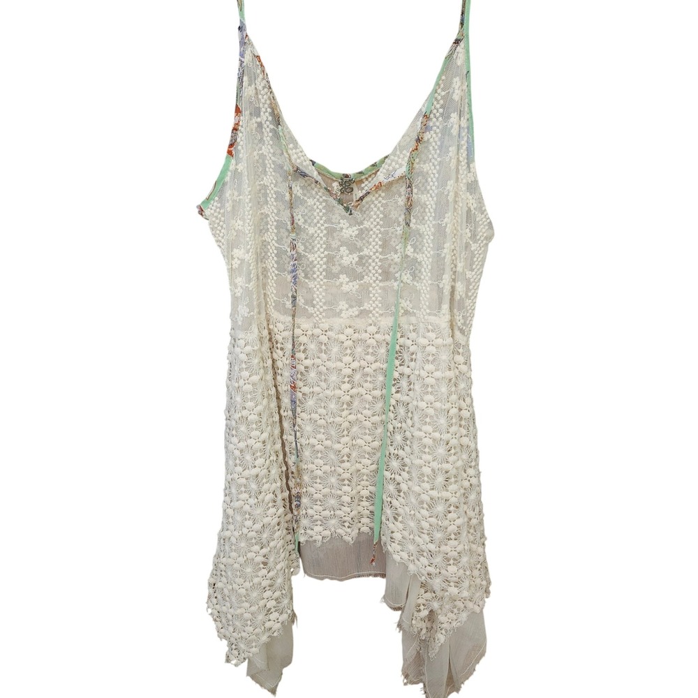 BKE Y2K Cream Fairy Babydoll Crochet boho festival beachy Sharkbite  Large Indie